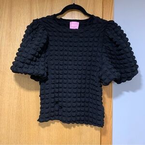 Muse Black Bubble Textured Top - Size Medium